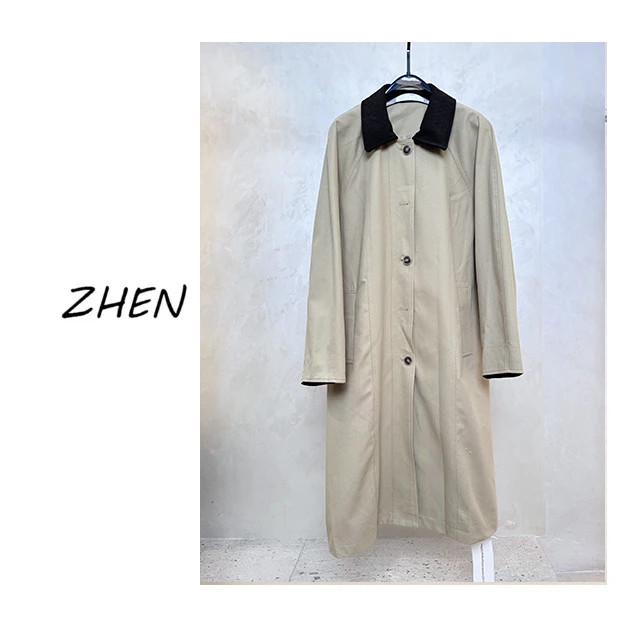 【ZHEN】25K01310 2025新款时尚气质修身显瘦小众设计风衣女
