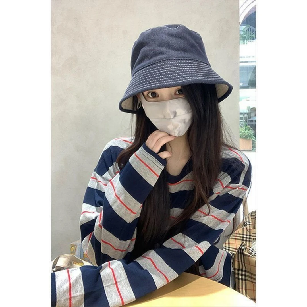 韩系松弛感条纹圆领长袖t恤女秋季2025新款慵懒休闲显瘦百搭上衣