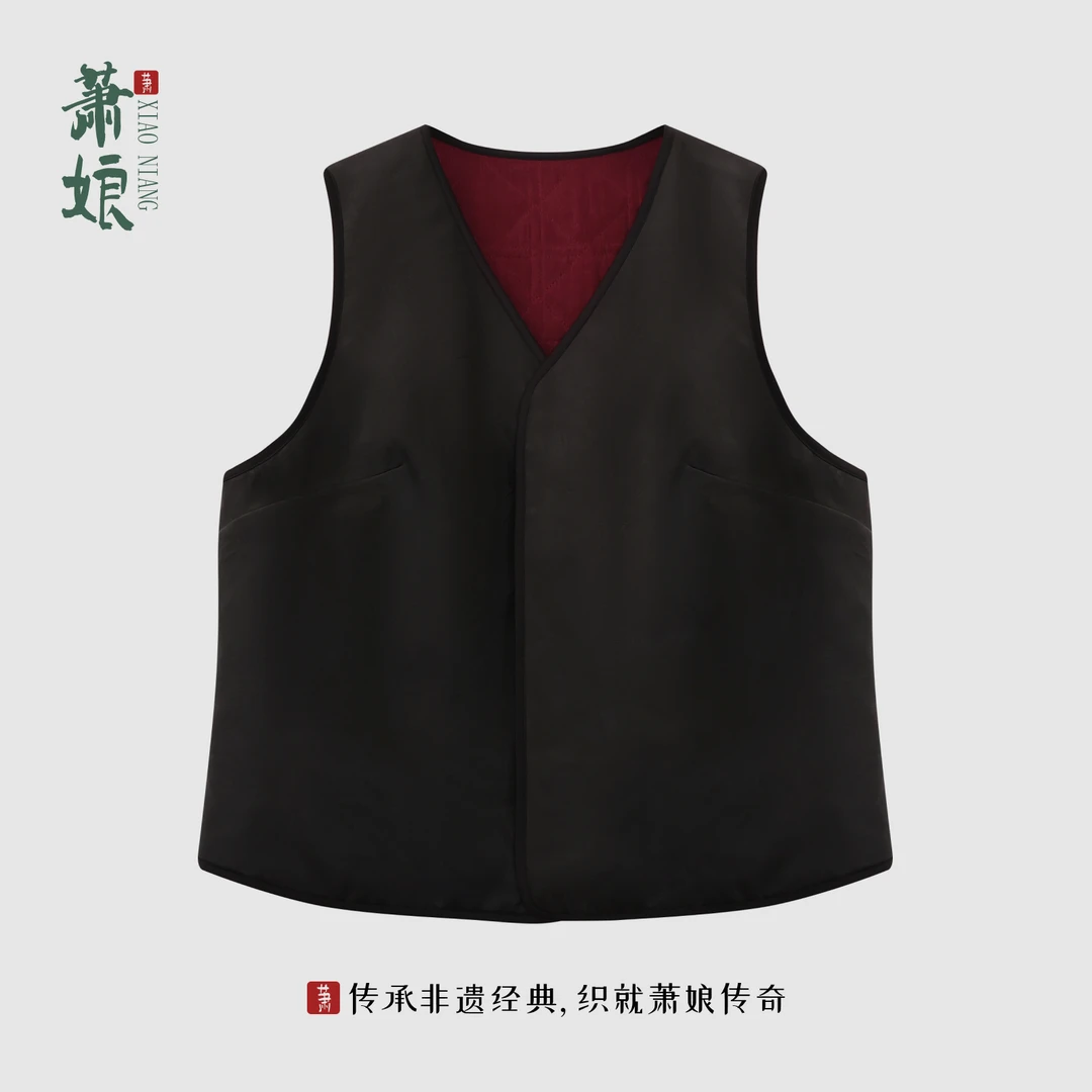 萧娘【小暖炉】秋冬绵羊毛马甲女保暖内胆背心短款V领修身XN5821