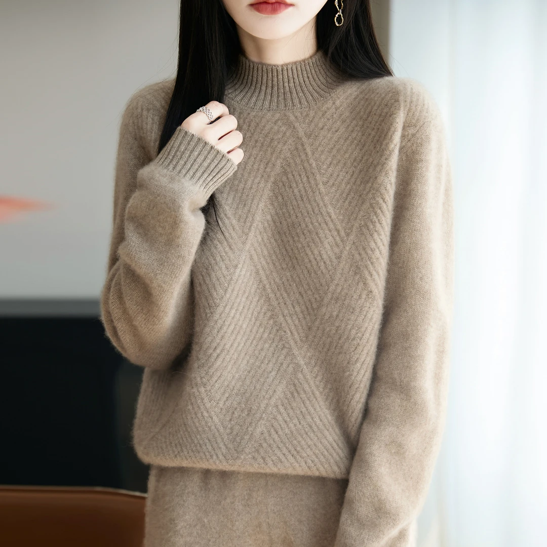 胖mm秋冬大码半高领女士毛衣遮肚子显瘦上衣高级感内搭针织打底衫