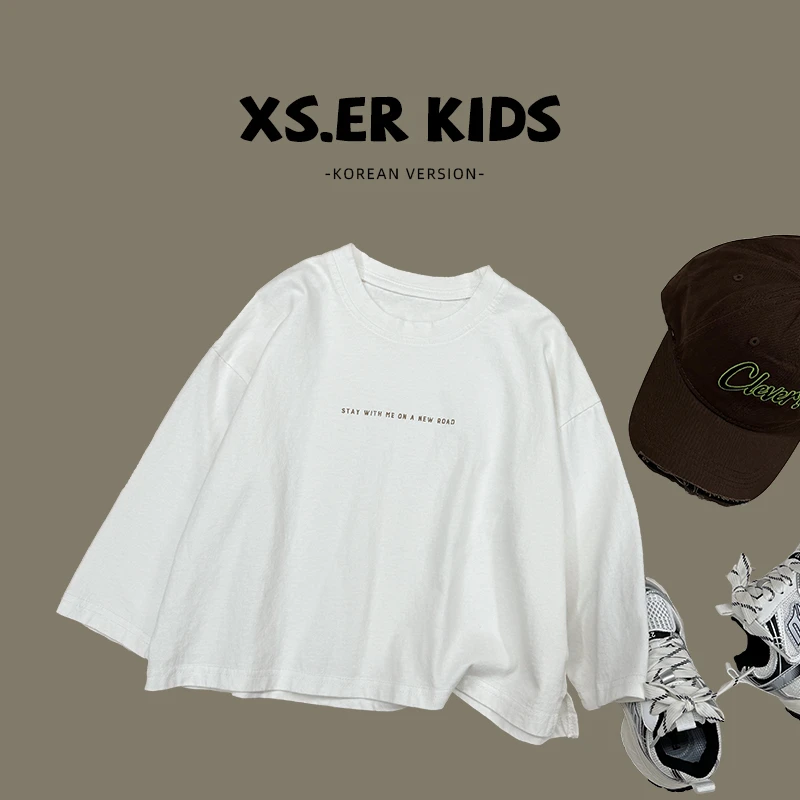 秋装儿童韩版简约印花休闲宽松多色长袖T恤HAM4006-CCCC