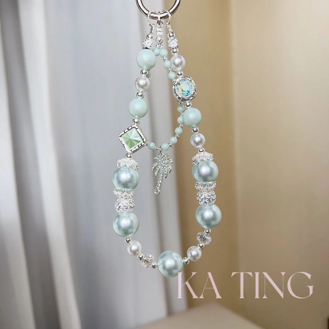 串珠珍珠挂饰挂脖挂绳手腕款卡庭手机挂件/尤米原创设计链    363