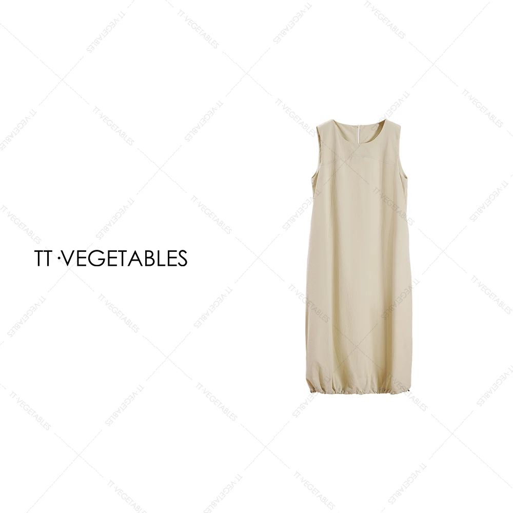 TT・VEGETABLES【序白】逢春 新款纯色休闲无袖马甲连衣裙519901