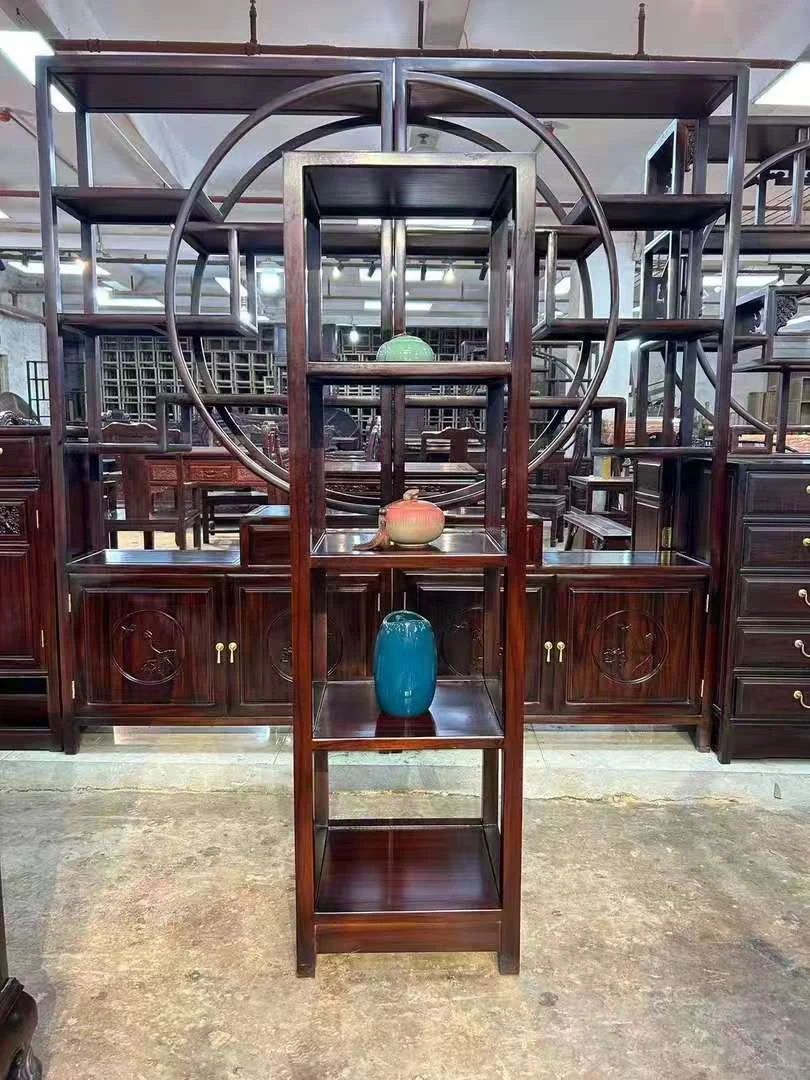 老板推荐-东非酸枝多功能置物架高度42*36*148