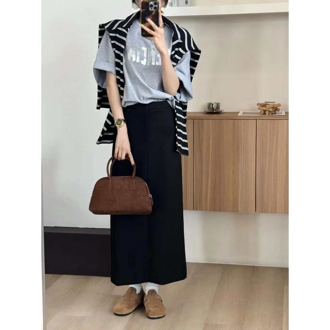 SP【老钱西装黑裙】 清冷高级感搭配性超强黑色显瘦西装中长裙