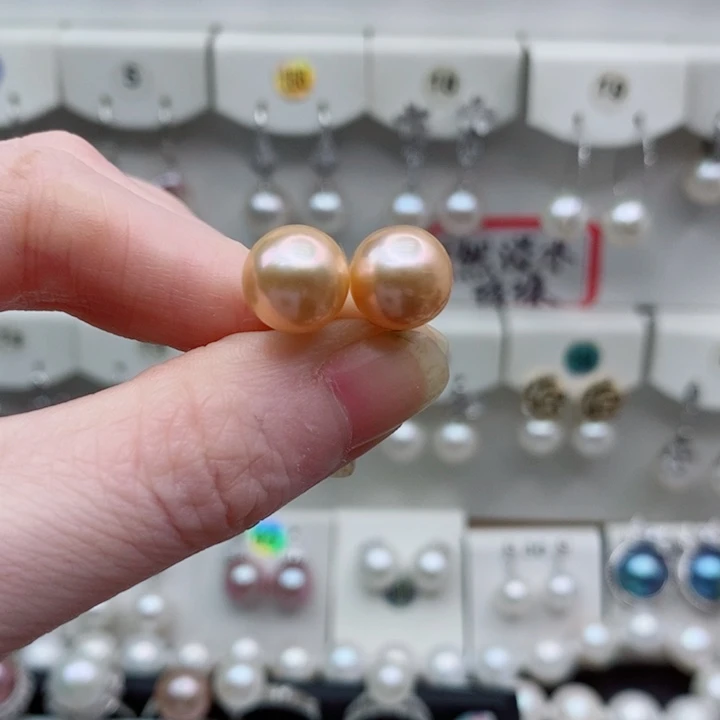 银S925镶嵌耳饰淡水珍珠A