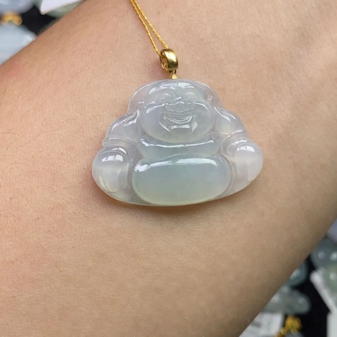 翡翠18K金镶嵌颈饰佛公