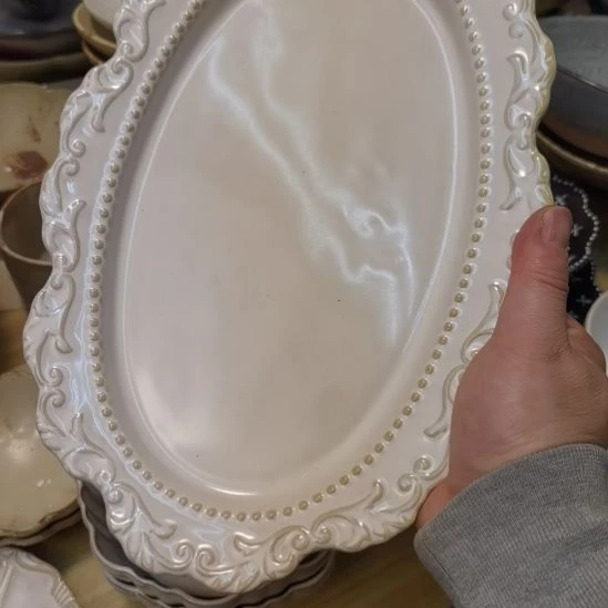 瓷片微瑕洛可可鱼盘两个一组