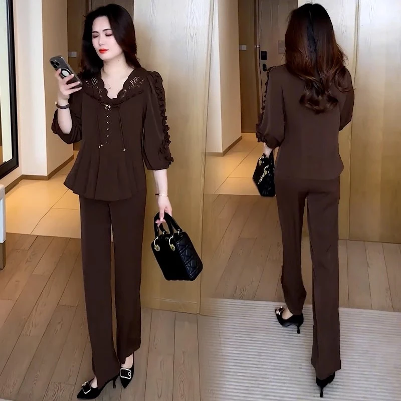 夏季新款女装新中式盘扣时髦洋气两件套气质休闲减龄时尚夏装套装