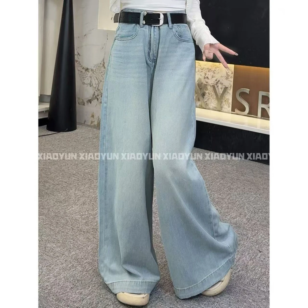 接送阔腿裤 小允姐姐2025新款时尚气质高级清新阔腿牛仔裤
