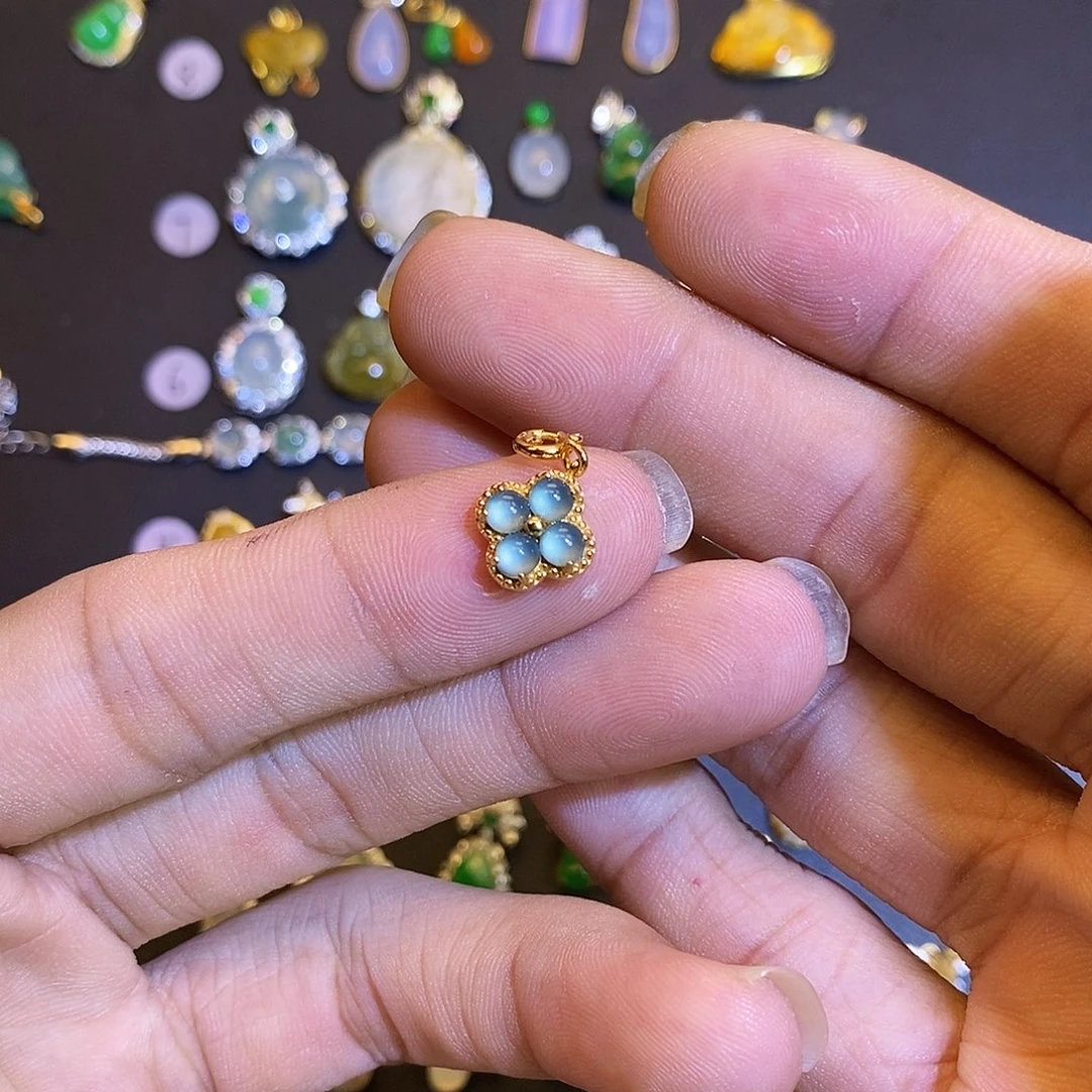 吊坠(不含链)银S925镶嵌翡翠