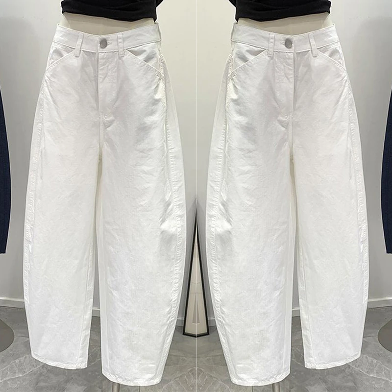 2025夏季薄款纯色弯刀哈伦休闲裤女高腰宽松显瘦小个子镰刀九分裤