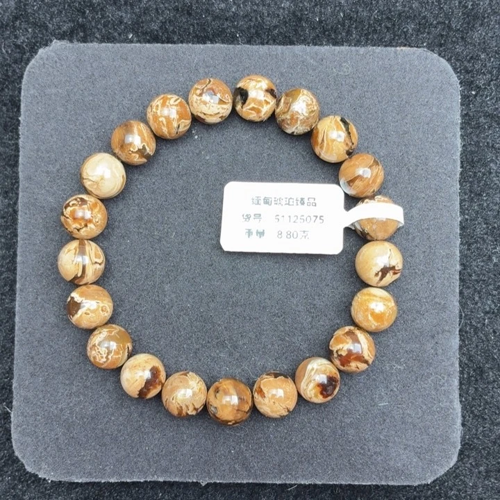 琥珀未镶嵌珠宝奇石9.2mm奶油白根妖花溶洞