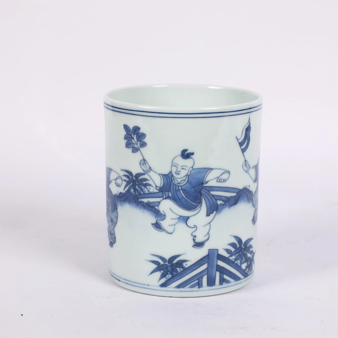 古陶瓷/青花婴戏图笔筒LOT1355-7-2