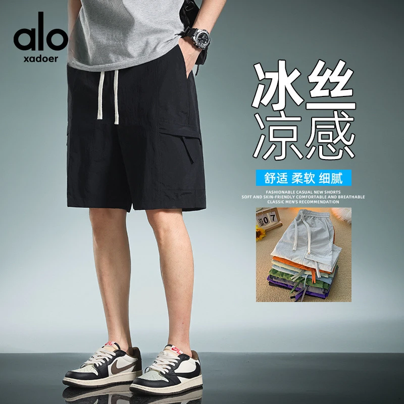 Aloxadoer新款美式高街男士运动短裤潮牌直筒宽松休闲百搭短裤
