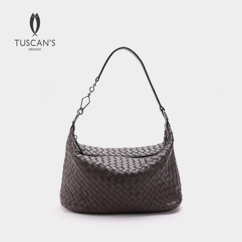TUSCAN'S时尚编织枕头包羊皮简约手提包百搭单肩斜挎包双鱼女包