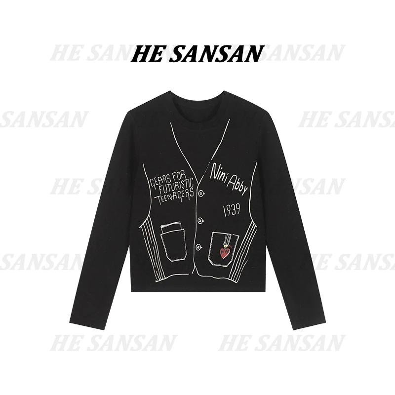 【SANSAN】设计款百搭轻奢长袖极简套头上衣DY-7400