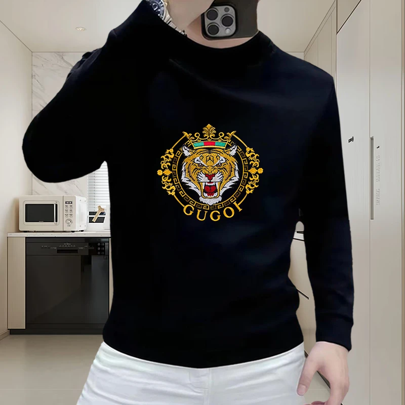 2025秋季新款圆领卫衣男士休闲套头长袖保暖百搭痞帅慵懒风男装潮