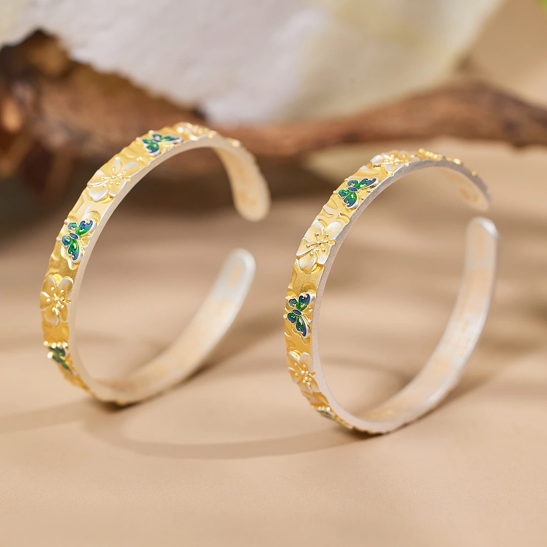 足银银制品 【歪歪】足银雨蝶心经手镯（多样性发一）XB-J0445