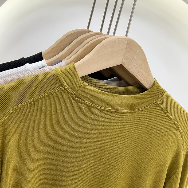 【宅】重磅细罗纹立领打底衫女士长袖上衣C24C11