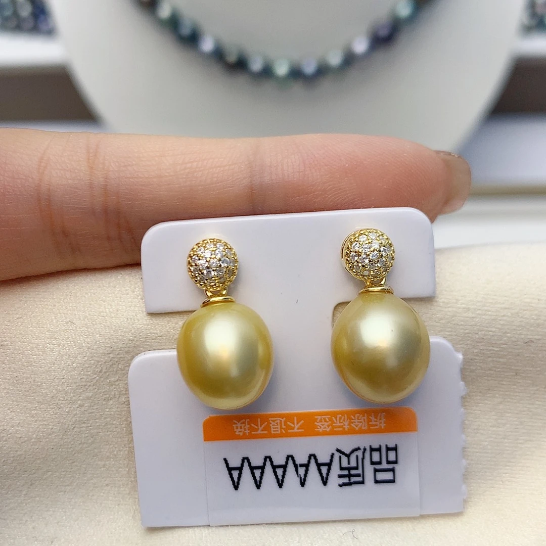 海水珍珠耳饰银S925镶嵌W51