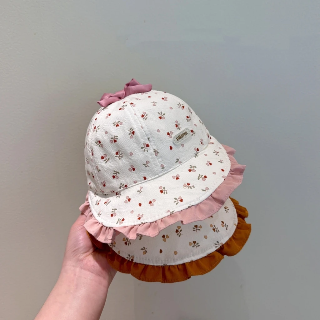婴儿帽子春秋季薄款宝宝女大檐夏季防晒帽婴幼儿渔夫帽女童盆帽韩