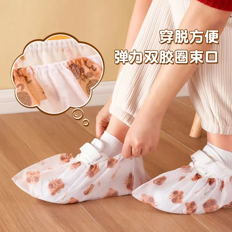 卡通一次性印花鞋套加厚无纺布室内鞋套防滑耐磨防尘一次性脚套