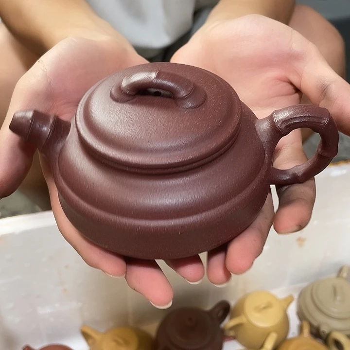 茶壶紫砂张芳芳 双线竹鼓 金砂底槽清瑕