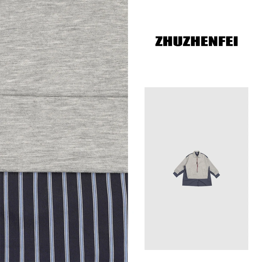 设计师原创新款休闲百搭时尚简约宽松舒适拼接撞色卫衣Z351144