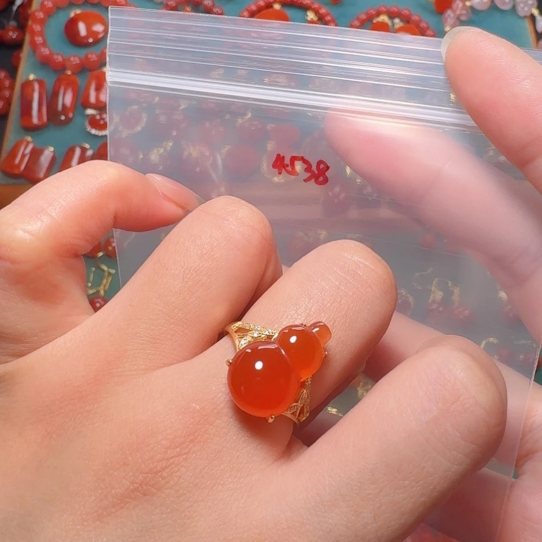 南红玛瑙银S925镶嵌戒指