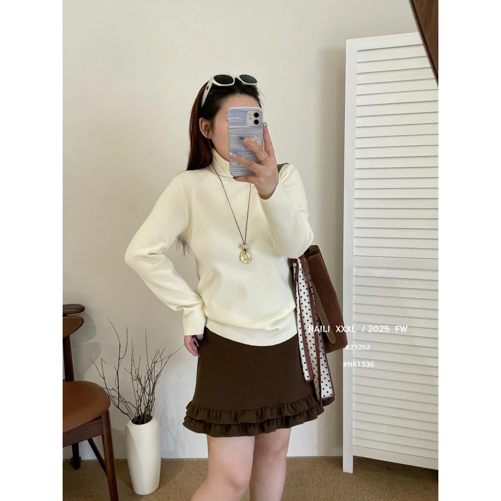 可露露~高领针织衫女2025秋冬新款宽松休闲百搭长袖打底衫女6734
