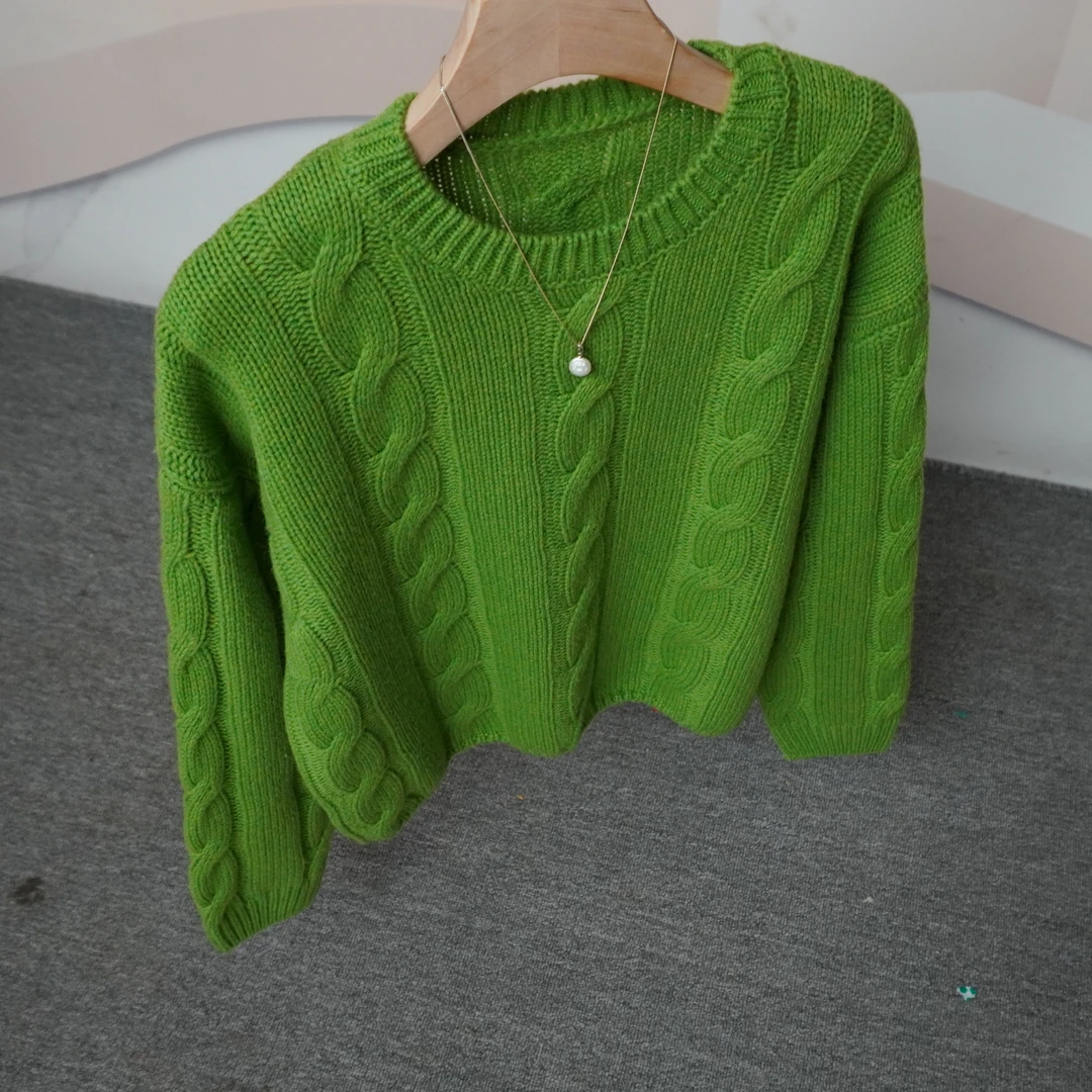 秋冬宽松百搭麻花毛衣