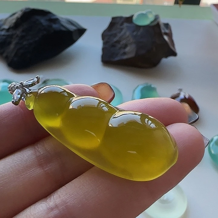 岫玉银S925镶嵌吊坠(不含链)