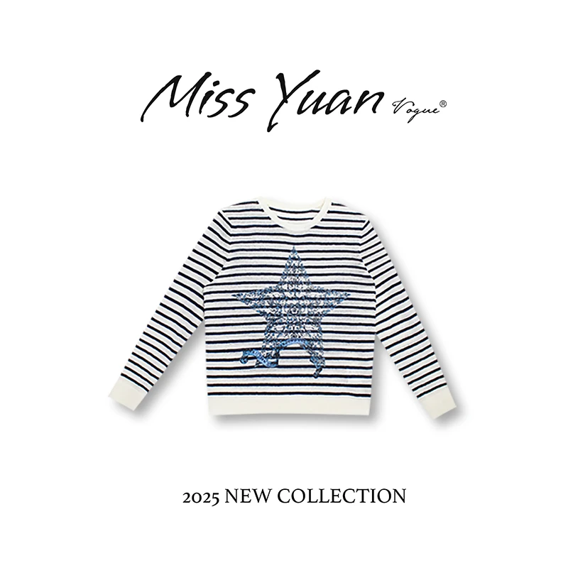M.Y媛总 2025春季新款T恤条纹小众设计轻奢休闲简约上衣女1LY910