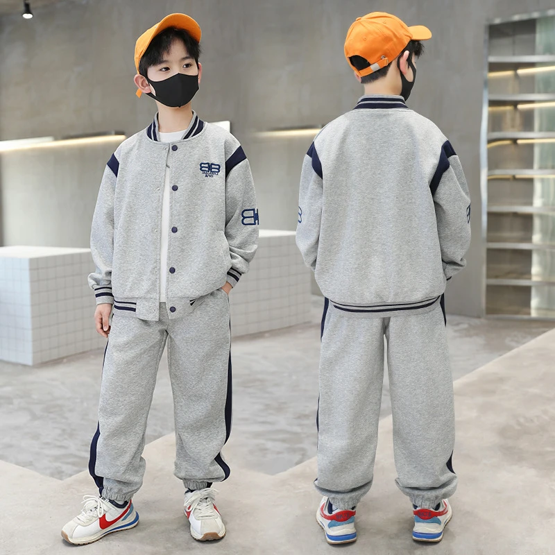 安踏联名恪戈男童运动套装2025新款中大童痞帅棒球服儿童两件套装