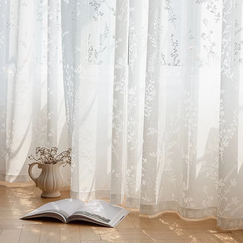 新款有钱花绍兴柯桥窗帘卧室客厅阳台半遮光浪漫纱帘