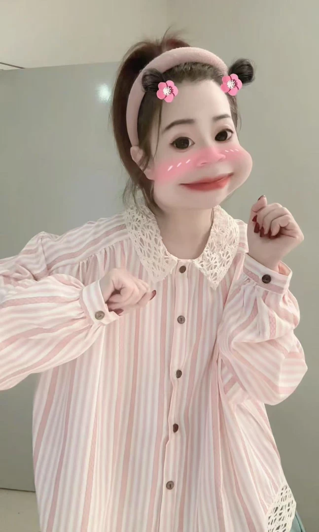 【粉绿蓝白条衬衫】园园推荐 甜美风气质减龄长袖衬衫