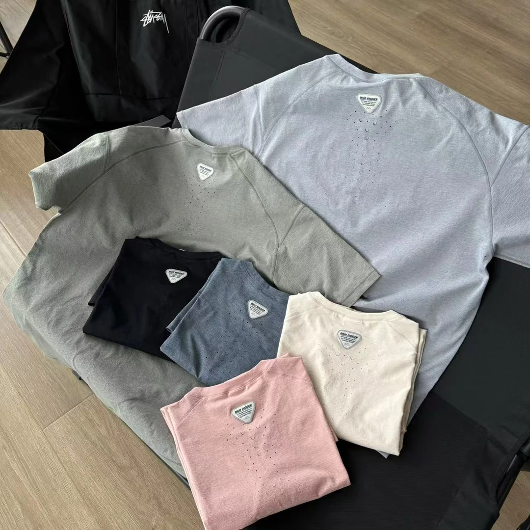 25新款户外运动休闲高透气激光打孔速干T恤骑行百搭男女同款短袖T