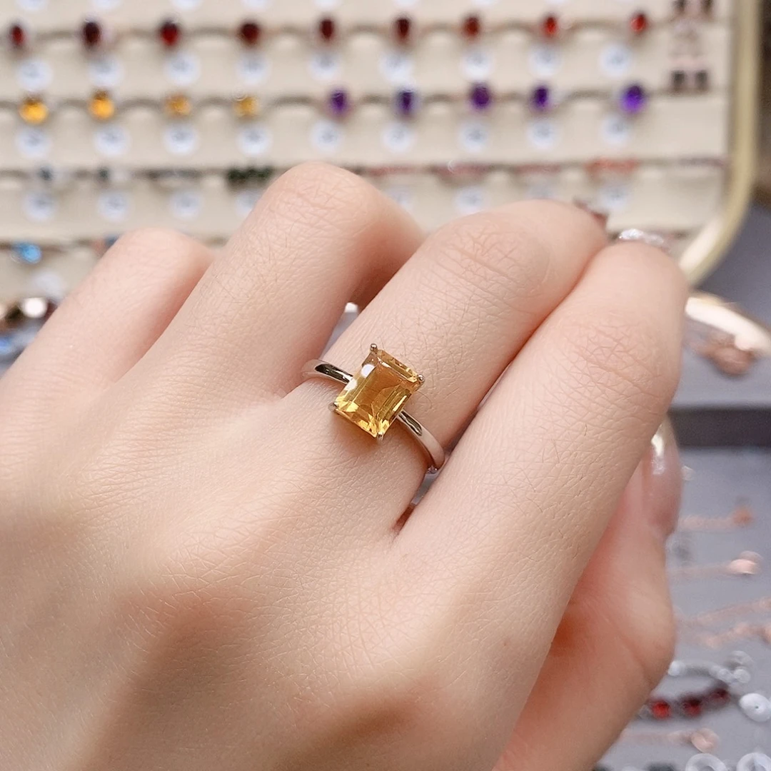 水晶戒指银S925镶嵌戒指