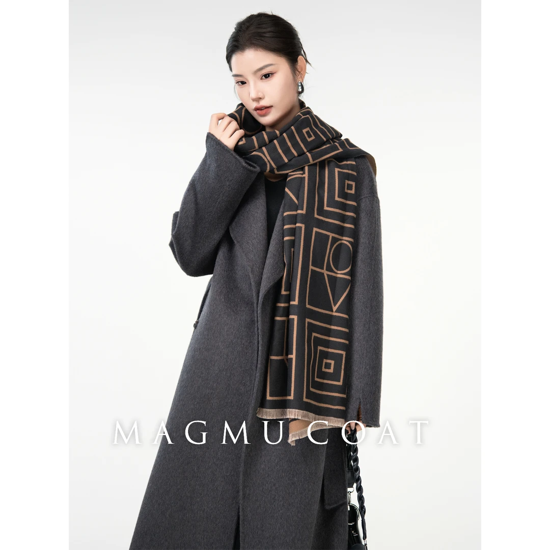 双面外套毛呢中长款双面呢秋冬呢大衣女装