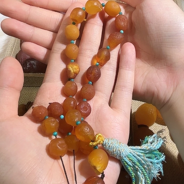 琥珀未镶嵌颈饰蜜蜡海漂手持