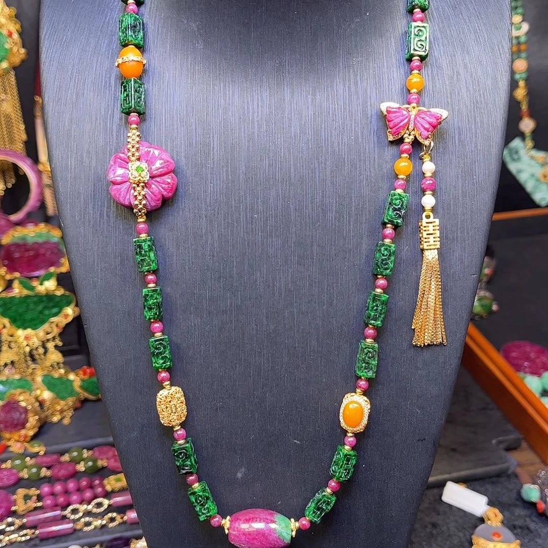 银S925镶嵌红宝石项链