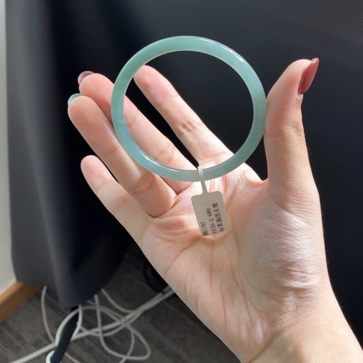 翡翠未镶嵌手镯蓝调飘花61