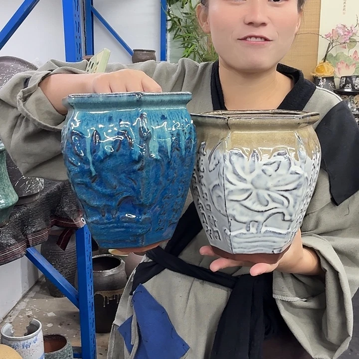 14-19 -粗陶花盆有孔