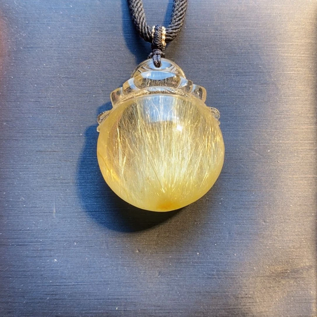 发晶颈饰未镶嵌天然水晶金发晶福袋吊坠