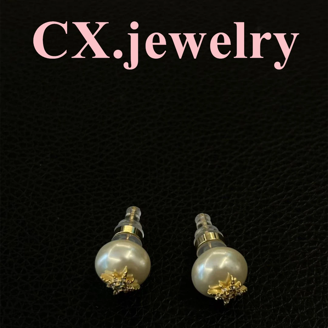 铜合金仿珍珠耳饰 芒星耳钉 3239