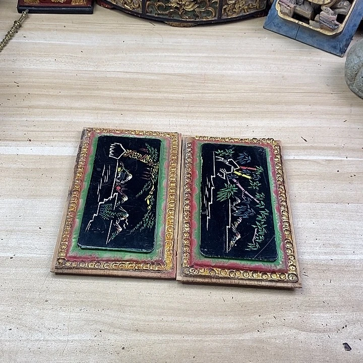 高***】香榧木茶室空间老木雕花板