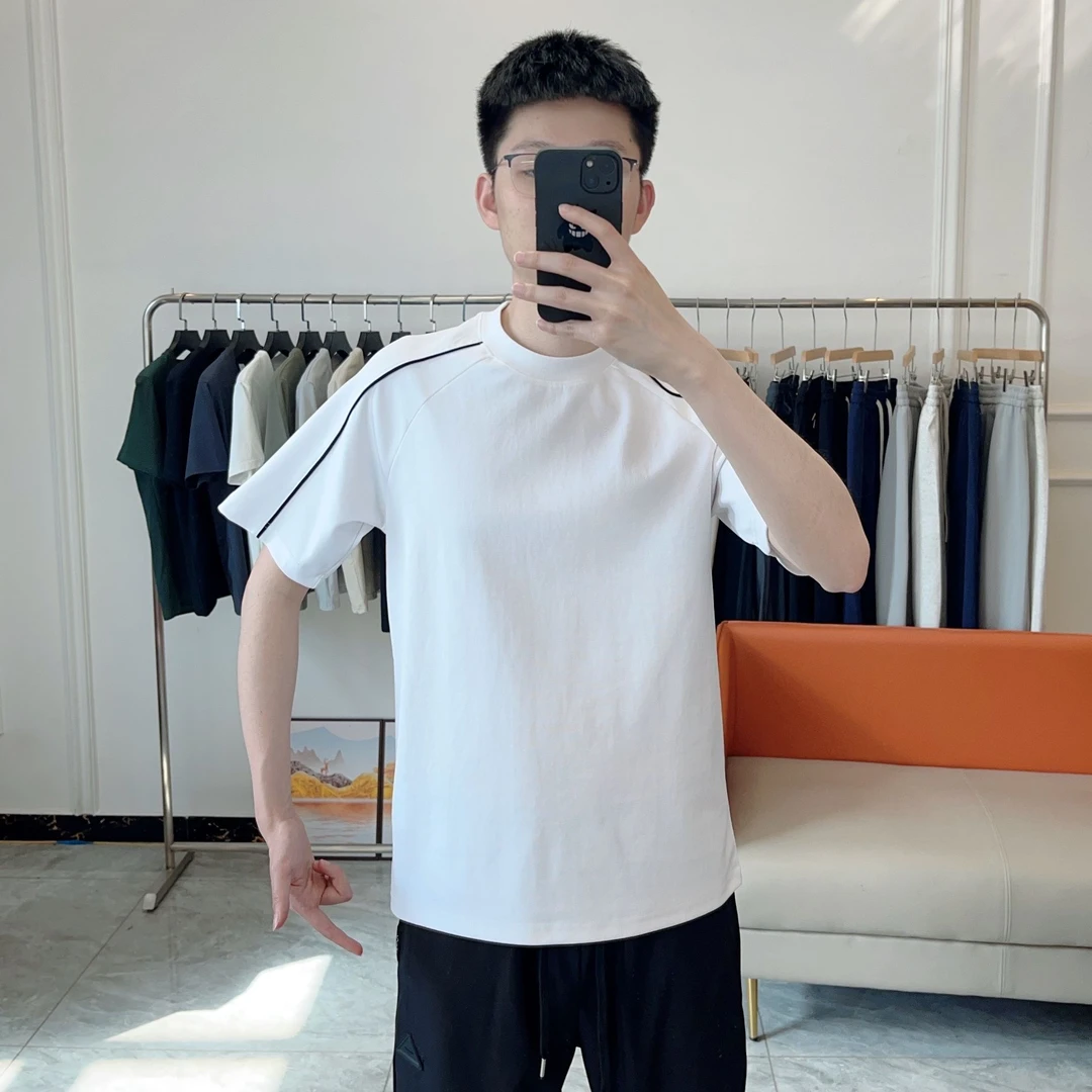2025夏季凉感罗马棉男士短袖百搭简约透气休闲宽松圆领T恤