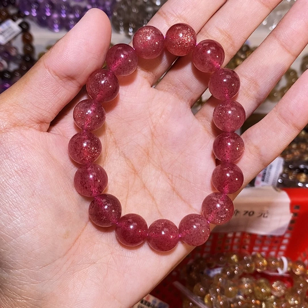 【闪购商品】石英质玉手串未镶嵌红草莓11.8mm