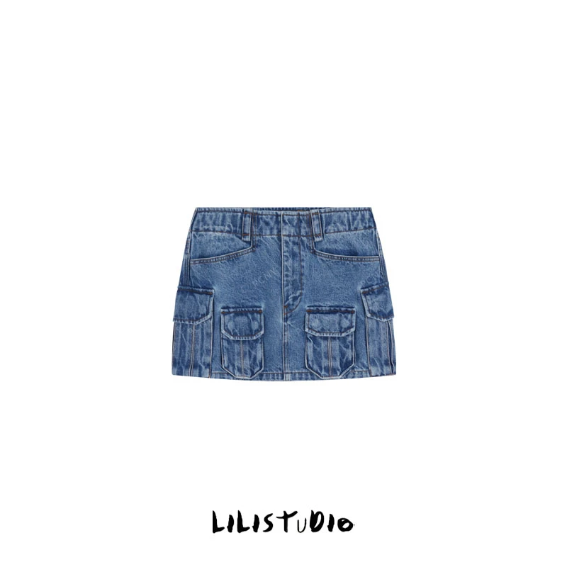 「潮酷口袋」不理理夏季新款小众女装时尚潮流中腰迷你半身裙女